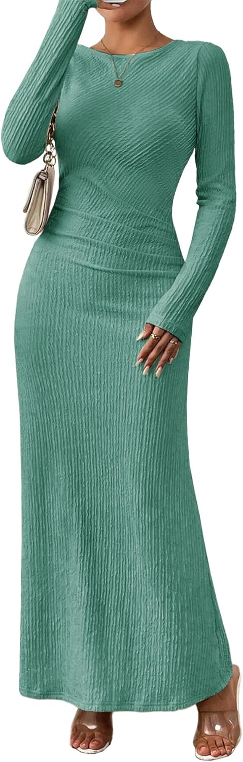 MITILLY Fall Dress for Women 2025 Long Sleeve Maxi Dress