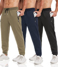 Men's Tapered Joggers 3-Pack with Zip Pockets for Ultimate Comfort