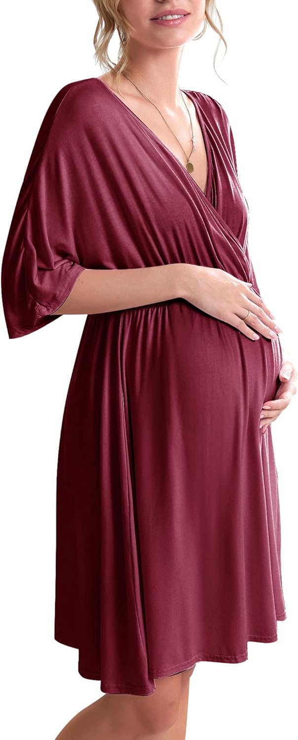 Ekouaer 3 in 1 Labor Delivery Hospital Gown for Maternity