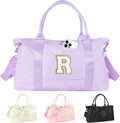 Dance Gym Duffel Bag for Teen Girls in Purple - Personalized Initial