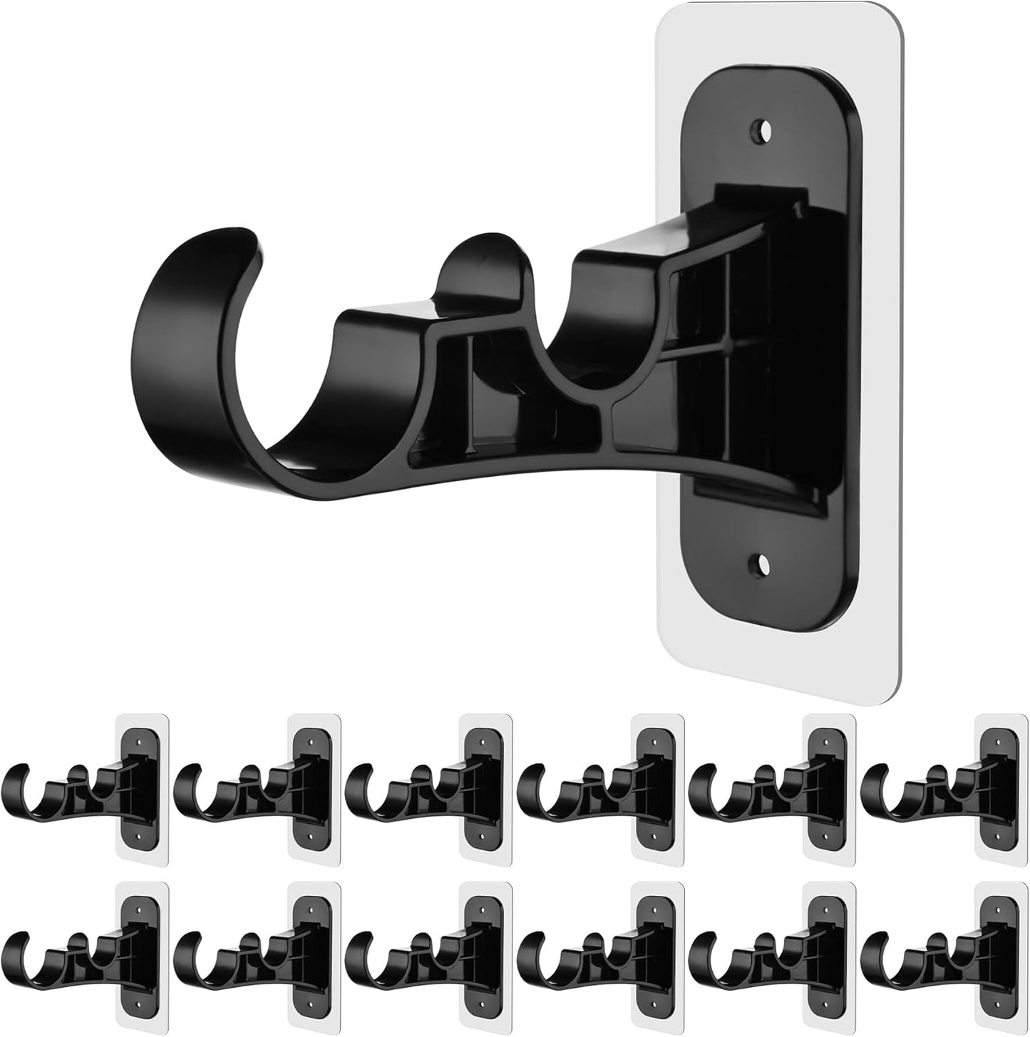 No Drill Double Curtain Rod Brackets - Easy Install & Hold Strong!