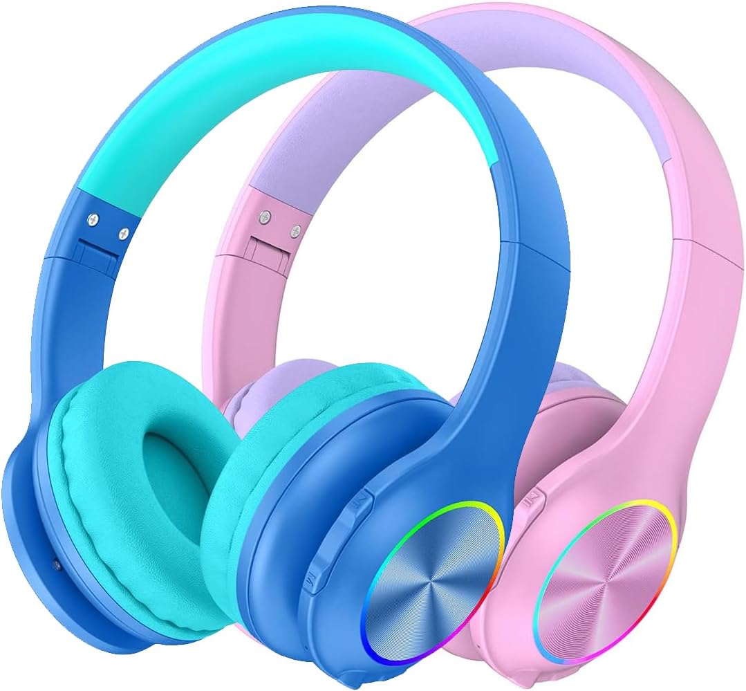 Bluetcooth Kids Headphones with LED Lights for Ages 3-21
