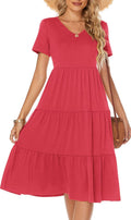 Women's Casual Summer Tiered Midi Dress - Flowy Ruffle Babydoll