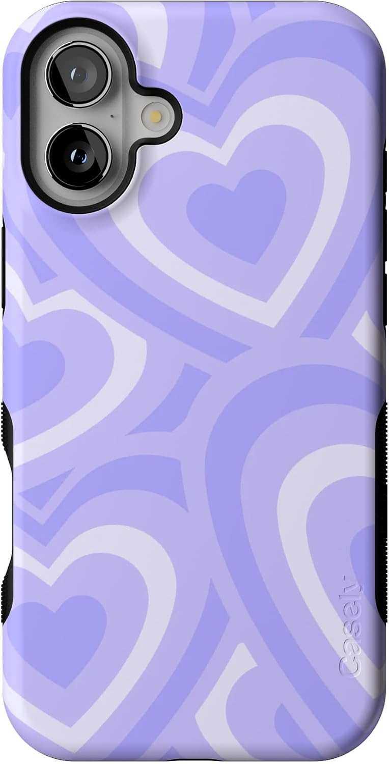Casely iPhone 16 Case Love Song Lavender Heart Bold Design