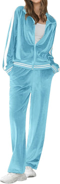 Velour Women's Tracksuit 2 Piece Zip Sweatshirt and Pants - Cozy Fit