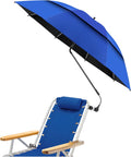48.6ft Double Canopy Beach Umbrella with Clamp - UPF50+ Shade for Two