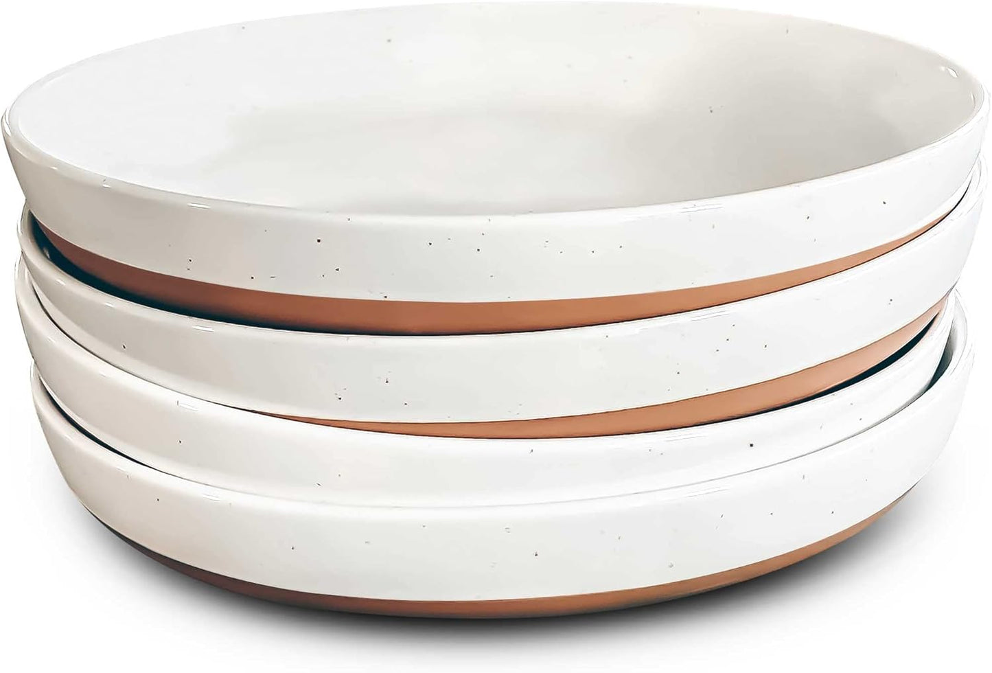 Mora Ceramic Flat Pasta Bowl Set of 4 - Modern Dinnerware