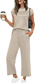 Two Piece Sets for Women Summer Travel Outfits - Wide Leg Crop Set