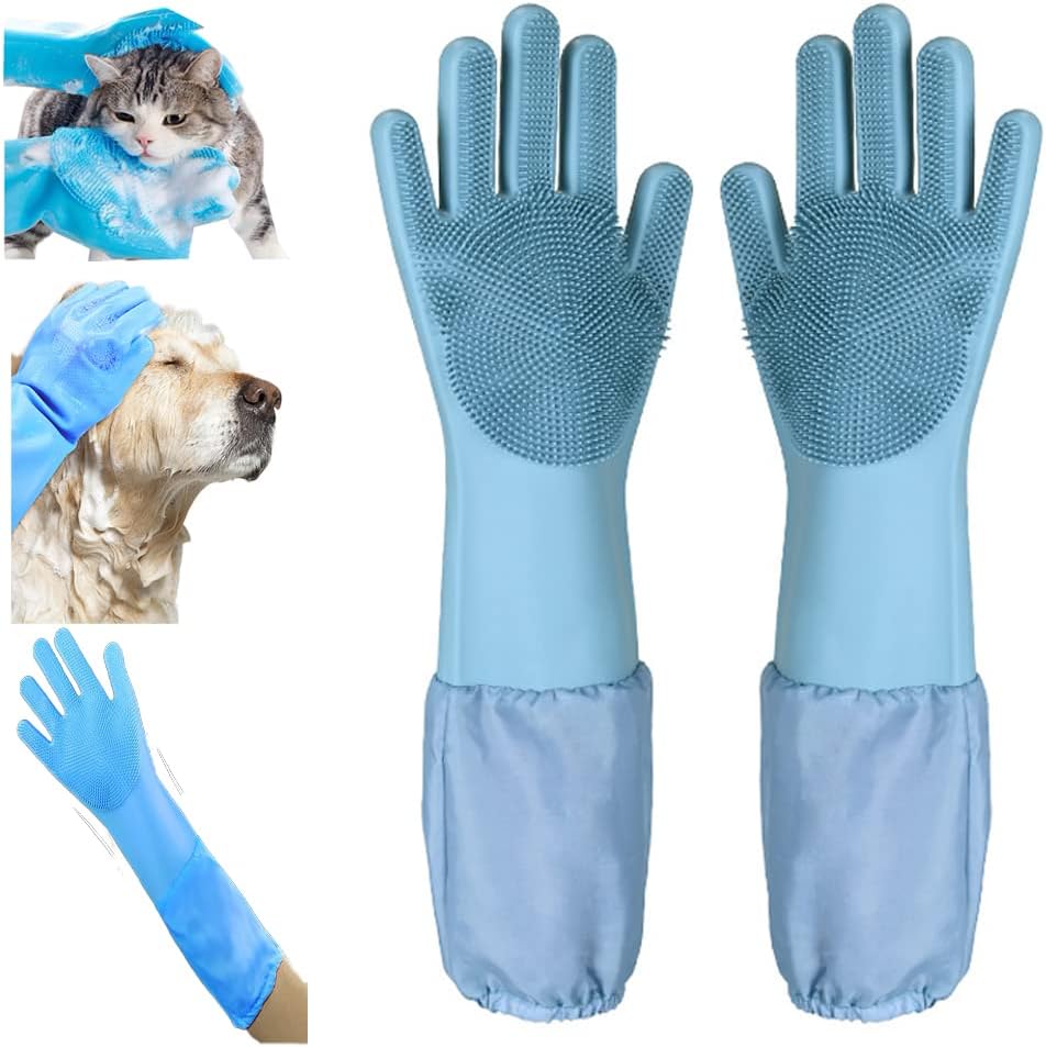 Gentle Pet Grooming Gloves for Efficient Bathing - TresBeaux