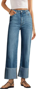 KUNMI Women's Wide Leg Jeans High Waisted Straight Leg (Style JNQM)