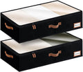 Under Bed Fabric Storage Boxes 2-Pack with Clear Lid - Large