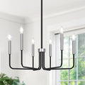 Black and Silver 6-Light Farmhouse Chandelier - Rustic Dining Light