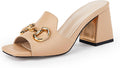 Women's Sandals Peep Toe Chunky Heel Mules - Chain Accent