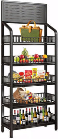 5 Tier Retail Display Rack Snack Organizer Stand - Rolling Metal Shelf