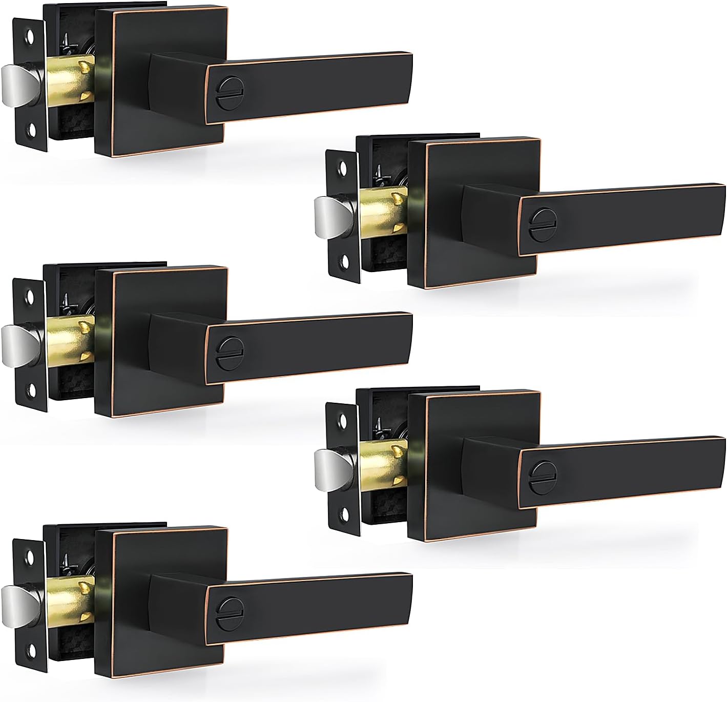 Privacy Door Levers 5 Pack Oil Rubbed Bronze Heavy Duty Locks