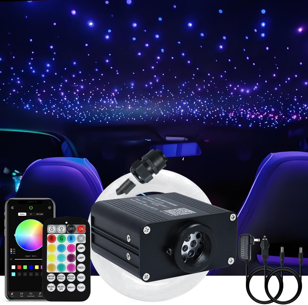 AKEPO 16W RGBW Twinkle Fiber Optic Lights for Star Ceiling