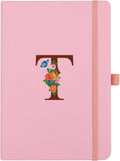 Pink Notebook for Women A5 Journal Notebook with Letter T - Compact