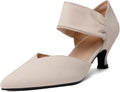 Kitten Heels for Women Closed Toe Comfortable Low Heels - Nude Pumps
