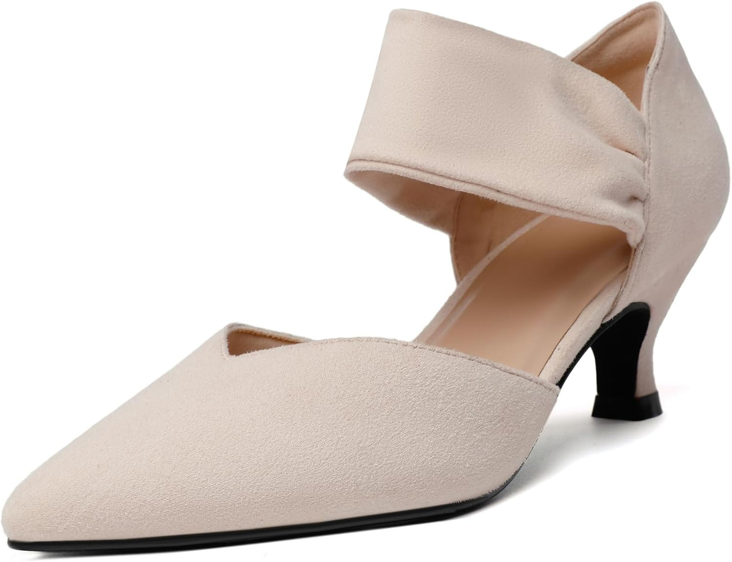 RIBONGZ Kitten Heels for Women Closed Toe Comfortable Low Heels