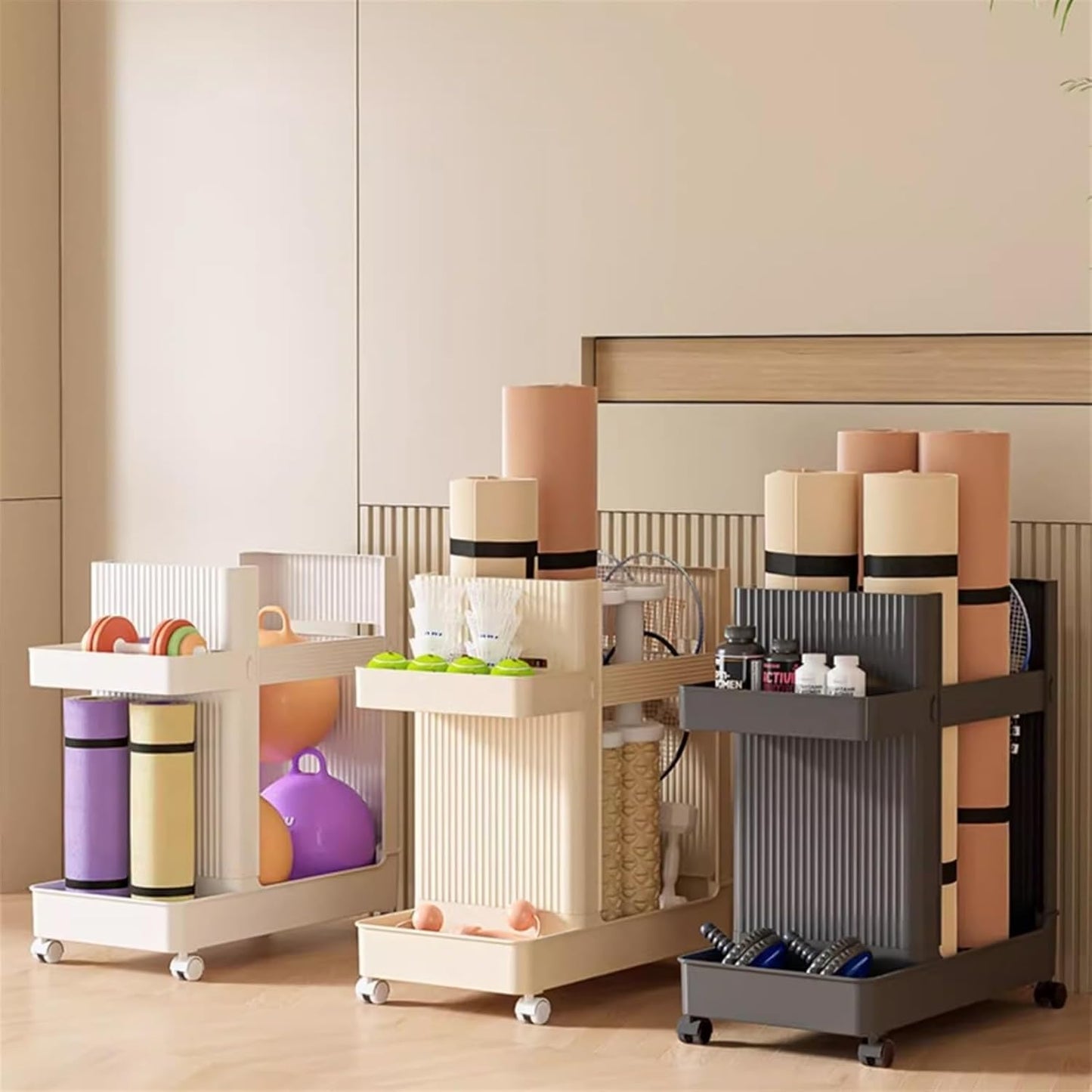 Compact Yoga Mat Cart - Easy Storage & Mobility