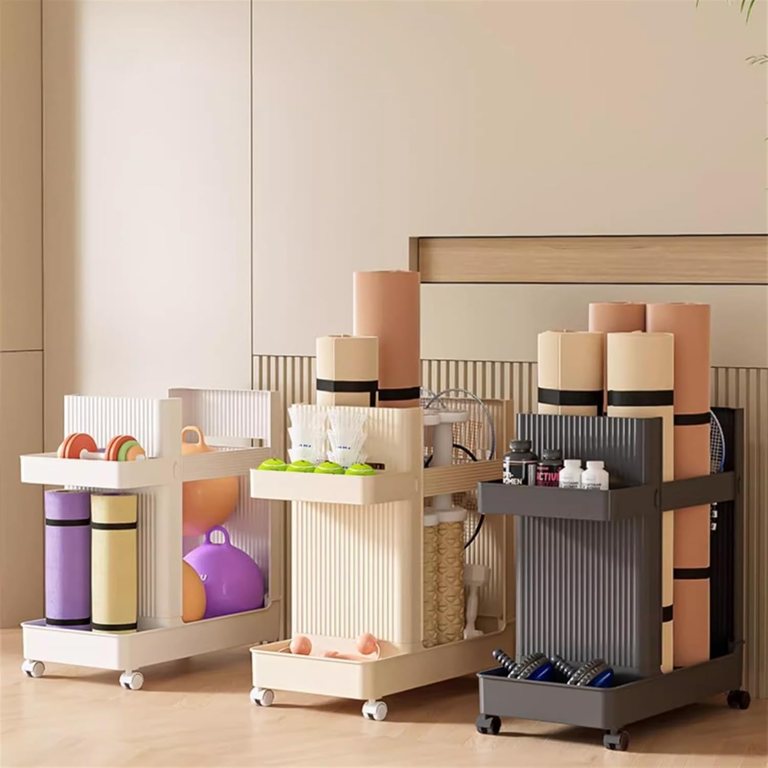 Compact Yoga Mat Cart - Easy Storage & Mobility