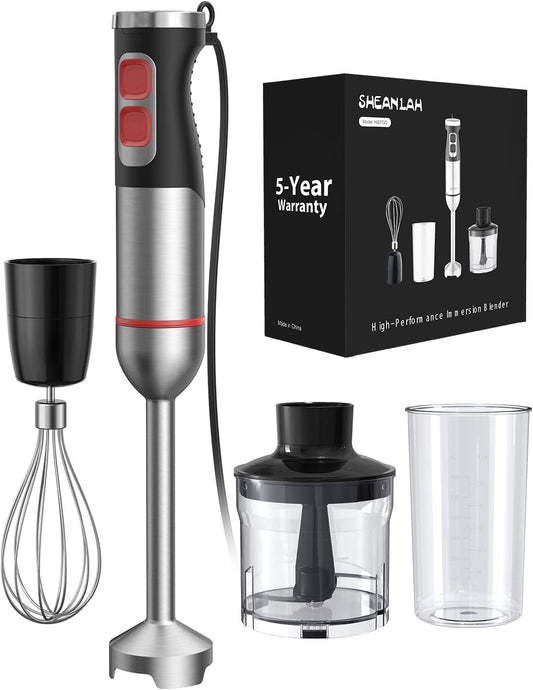 2025 Update 1000W Hand Blender, 25-Speed Copper Motor, 4-in-1 Mixer - SHEANLAH