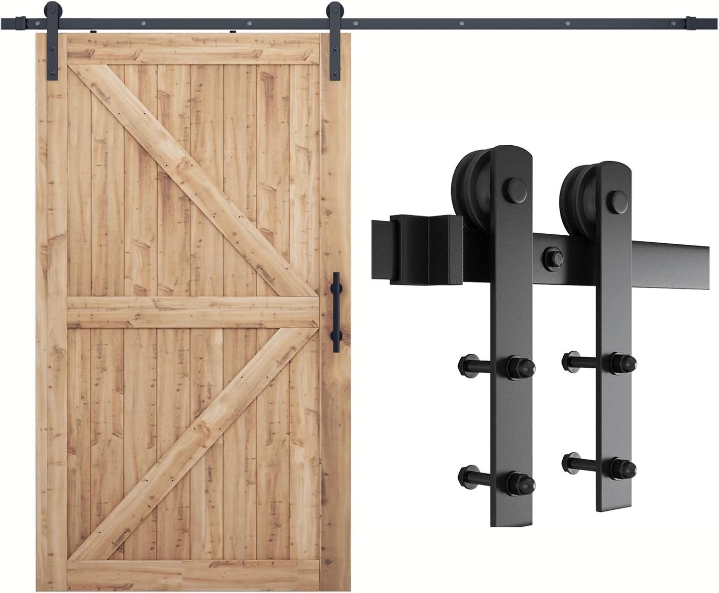 SMARTSTANDARD 9ft Barn Door Hardware Kit for Smooth Sliding