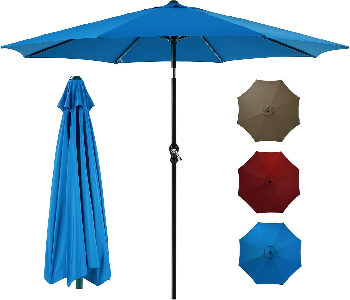OLIXIS 9ft Patio Umbrella with Tilt and Crank for Outdoor Use