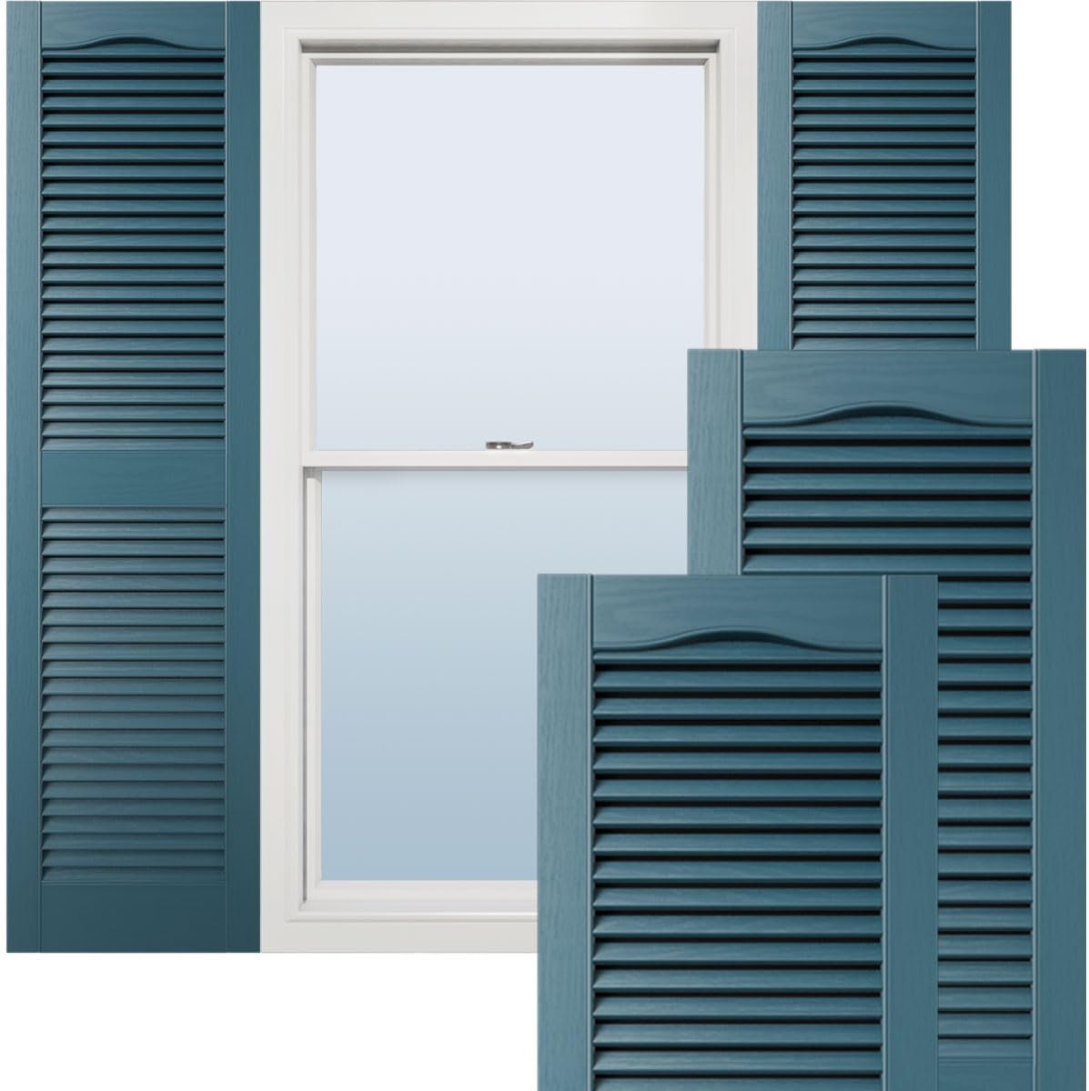 Ekena Millwork Vinyl Cathedral Top Center Mullion Shutters