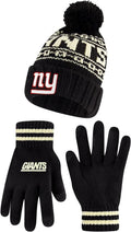 Ultra Game Adults NFL Super Soft Cable Knit Beanie & Gloves - Warm Fit