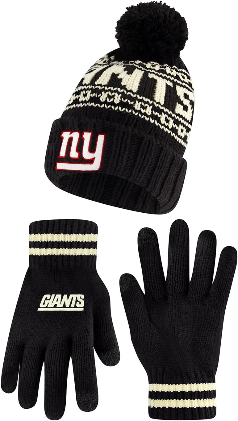 Ultra Game NFL Official Super Soft Cable Knit Beanie & Gloves