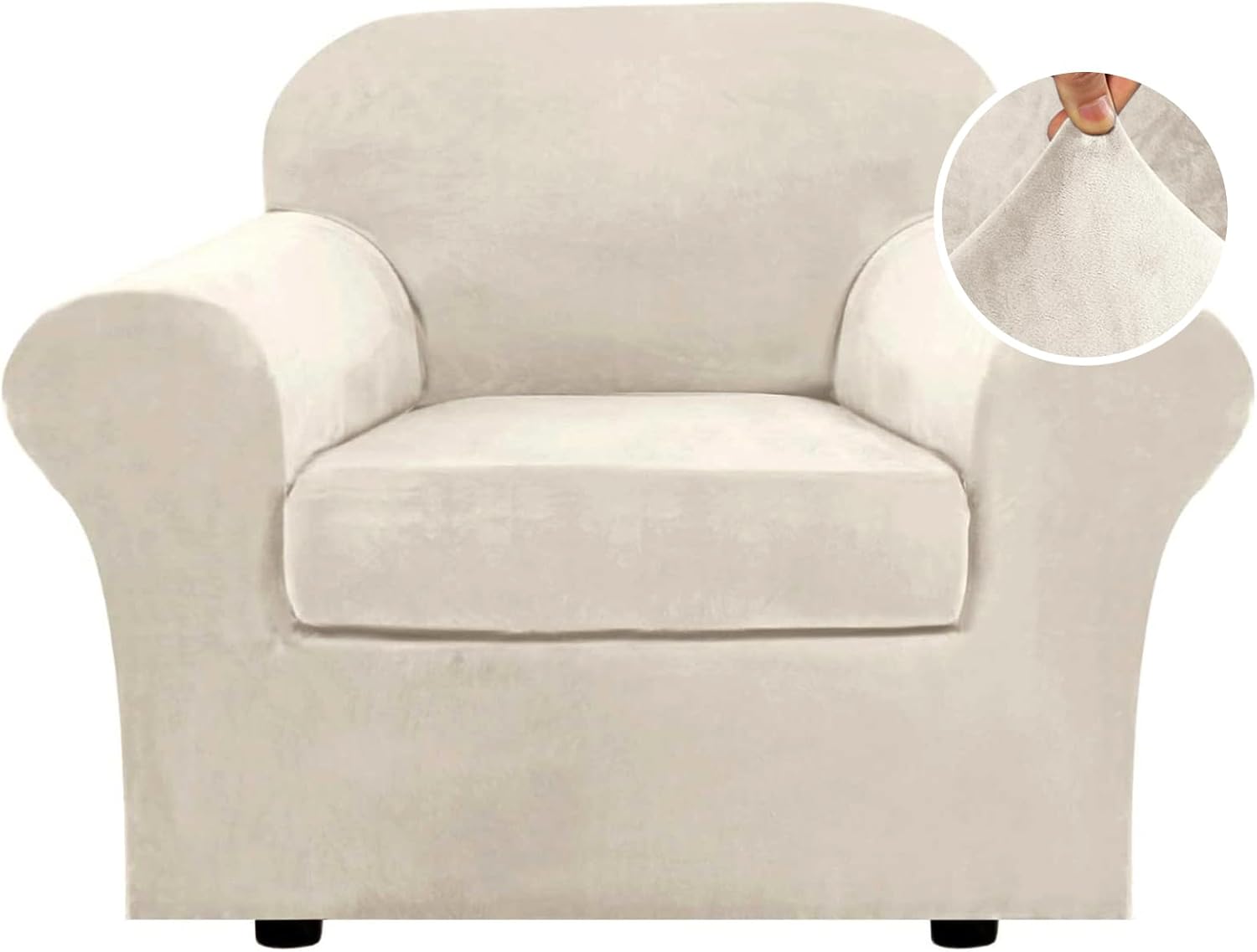 H.VERSAILTEX Rich Velvet Stretch 2 Piece Chair Slipcover
