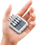 Small White Solar Charger 15000mAh Power Bank - Compact 4-Cable Pack