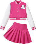 Girls 2 Piece Skirt Set Button Up Jacket and Pleated Mini