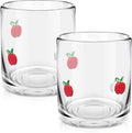 2 Pcs Apple Icon Juice Glasses - 14oz Stemless Apple Design