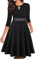 OWIN Women's Vintage Floral Lace Flared A-Line Swing Dress Clothing
