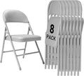 8 Pack Gray Folding Chairs with Padded Cushion and Back - Comfortable