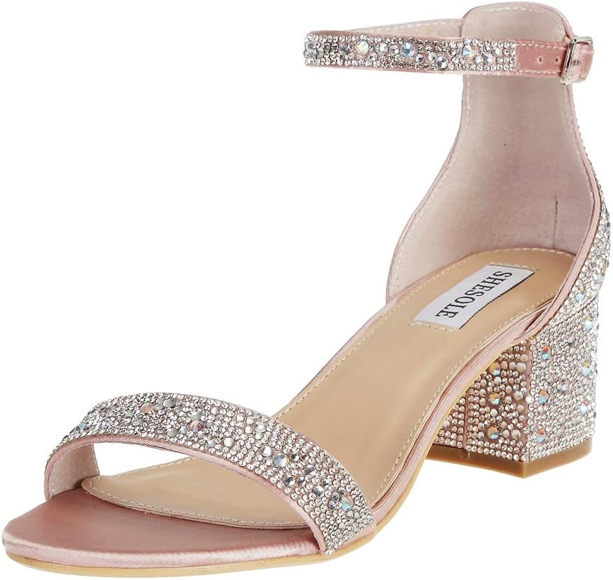 SheSole Women's Open Toe Strappy Low Block Heel Sandals