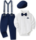 Baby Boy Dress Suit Tuxedo Set with Bowtie and Beret - Classic Look