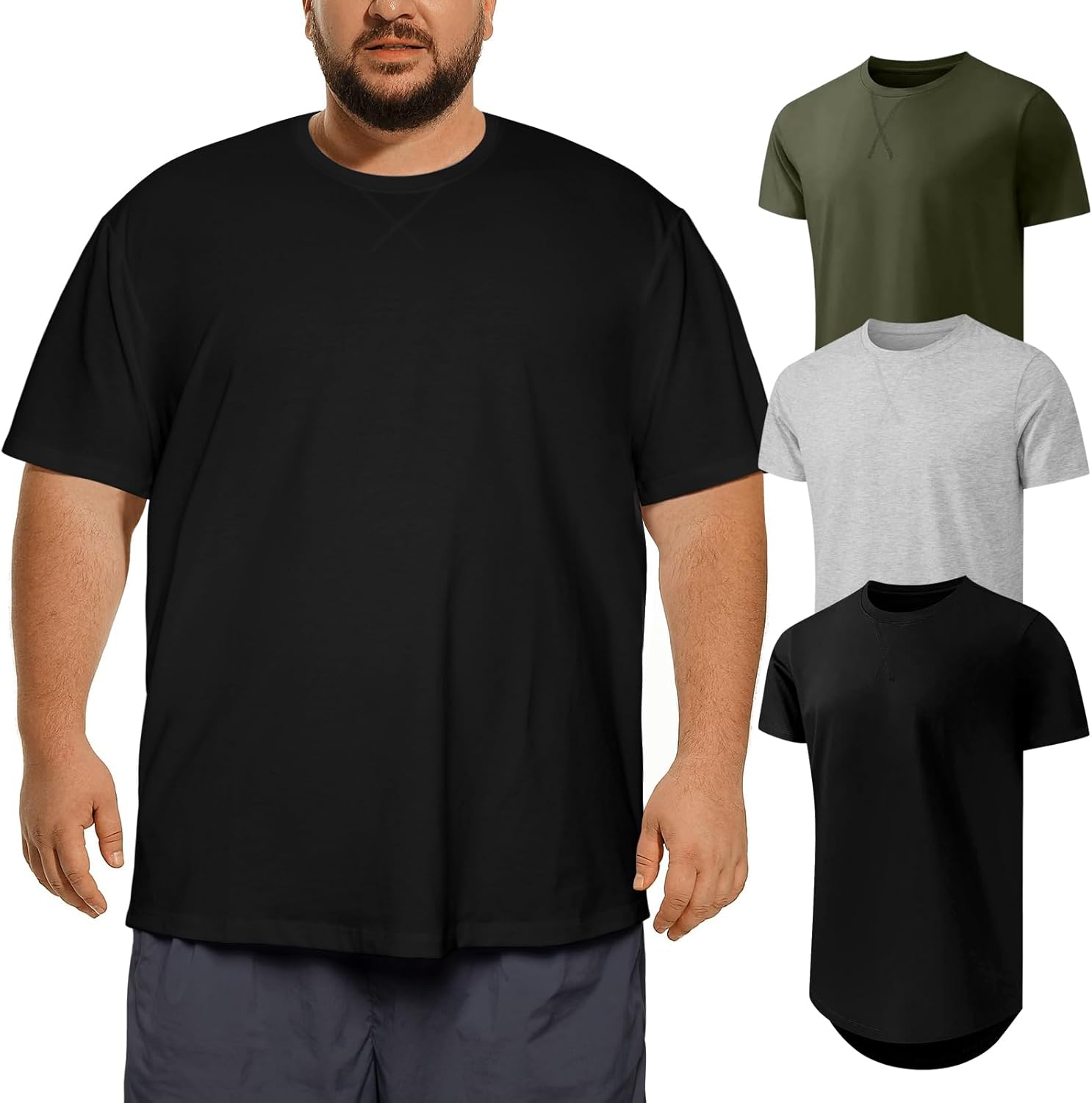 Men's Big and Tall T-Shirts 3XL-8XL Casual Stretch Tee