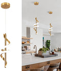 Spiral Led Pendant Light Fixtures 5500K Gold Modern Pendant - Bright