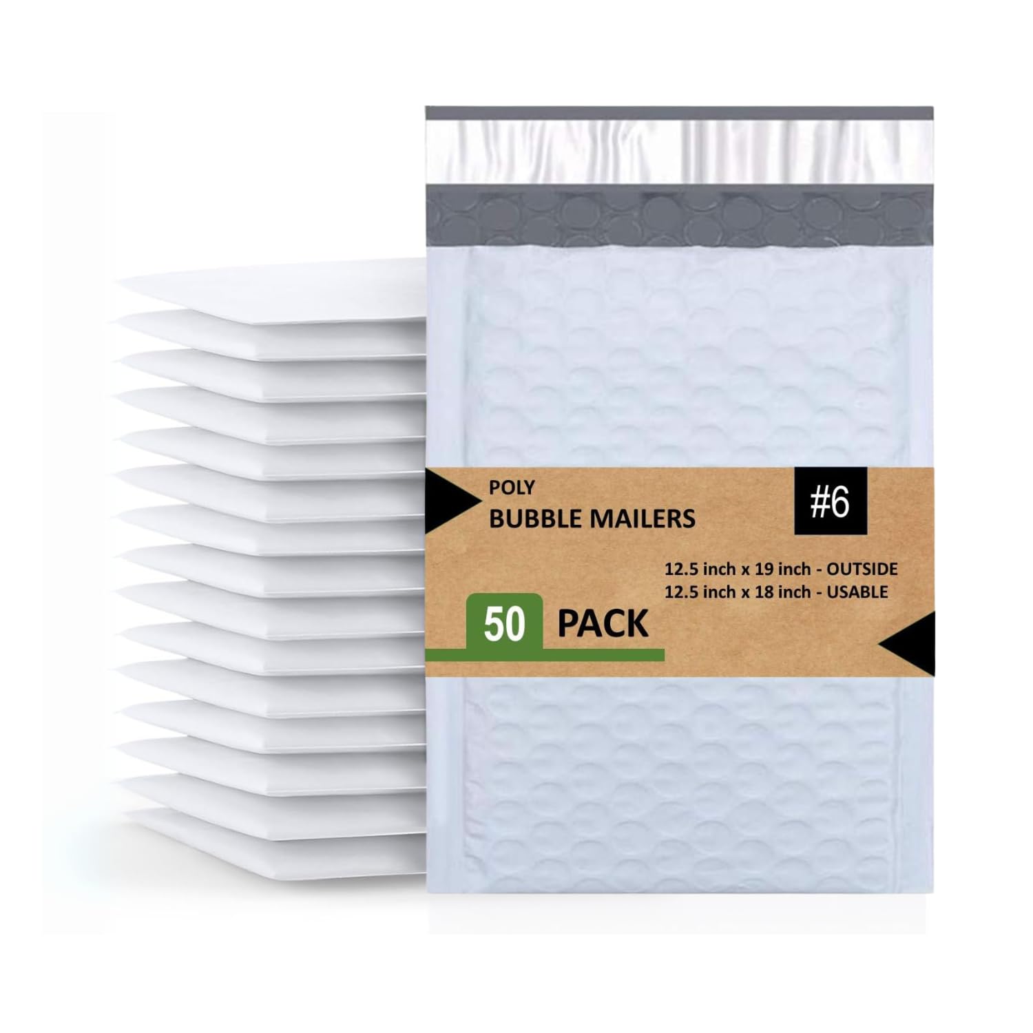 Durable #6 Poly Bubble Mailers 12.5x19 Inches for Shipping