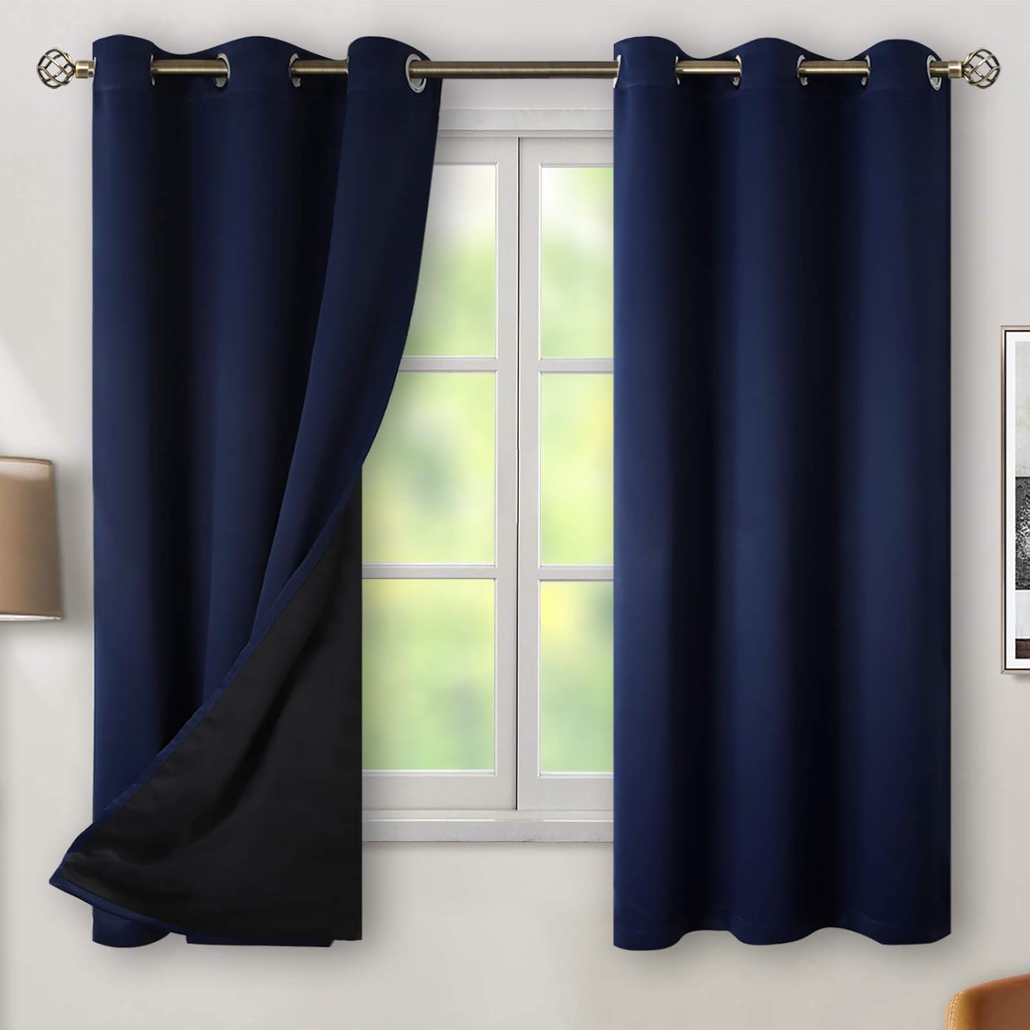 BGment Navy Blackout Curtains for Bedroom - 63 Inch Length