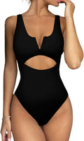 Meyeeka Womens One Piece Swimsuit Tummy Control Monokini - V Neck High