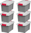 5 Gallon Lockable Storage Totes with Lids - Durable Stackable Bins