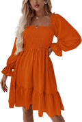 LYANER Square Neck Lantern Long Sleeve Ruffle Mini