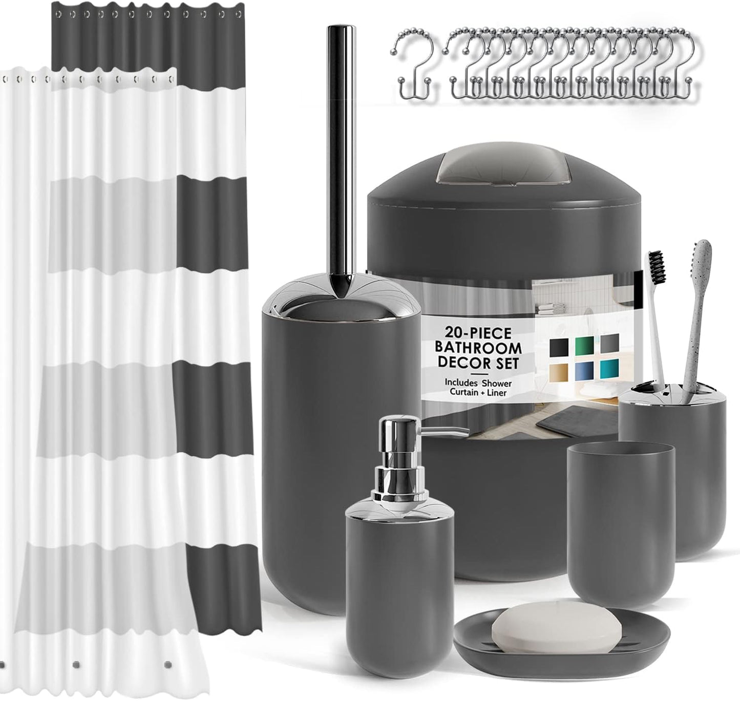 Clara Clark Bathroom Set - Stylish Gray Accessories for Your Bath