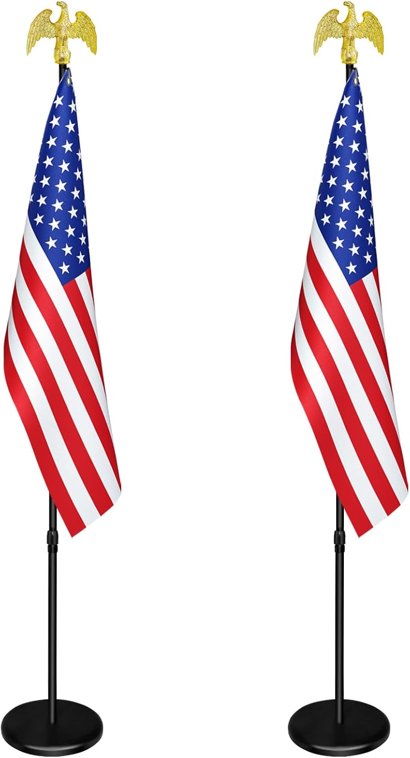 Indoor Flag Pole Kit with Eagle Topper for Office and School