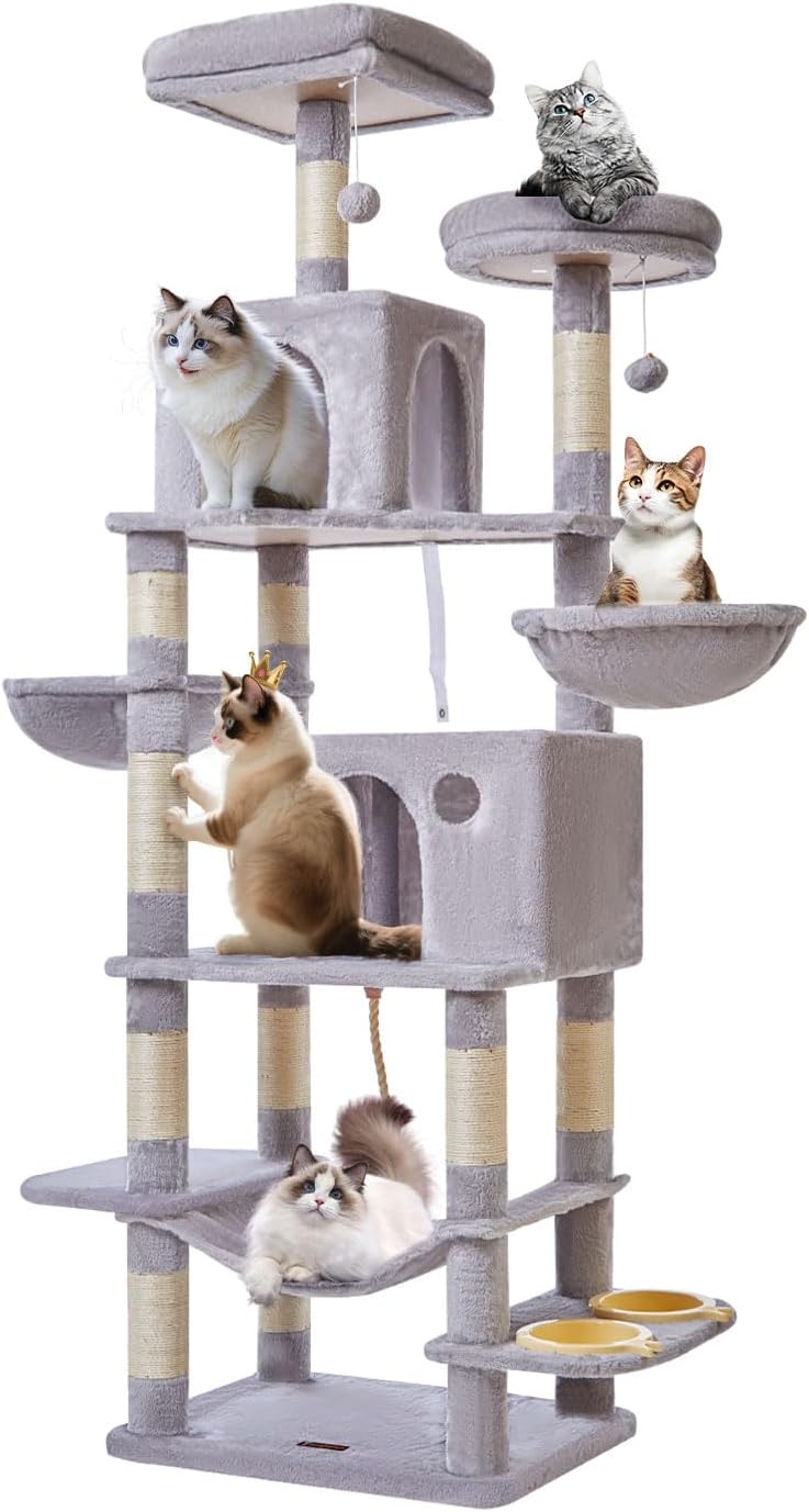 76-Inch Cat Tree Tower with Multi-Level Design for Indoor Cats