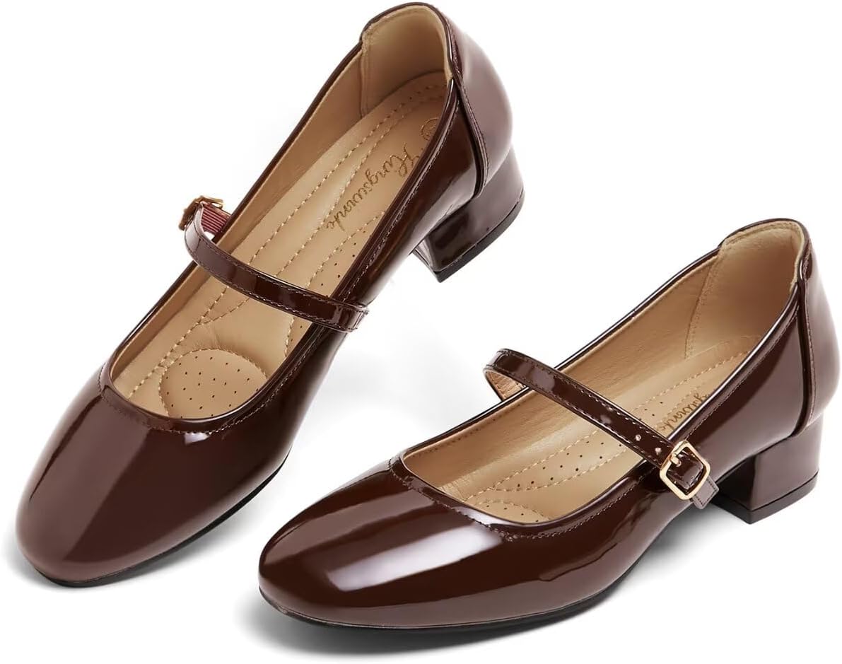 Mary Jane Shoes Low Heels Dress Pumps with Adjustable Strap